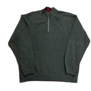 Tommy Bahama Gray Wine Reversible 1/4 Zip Long Sleeve Pullover Sweater Size 2XL